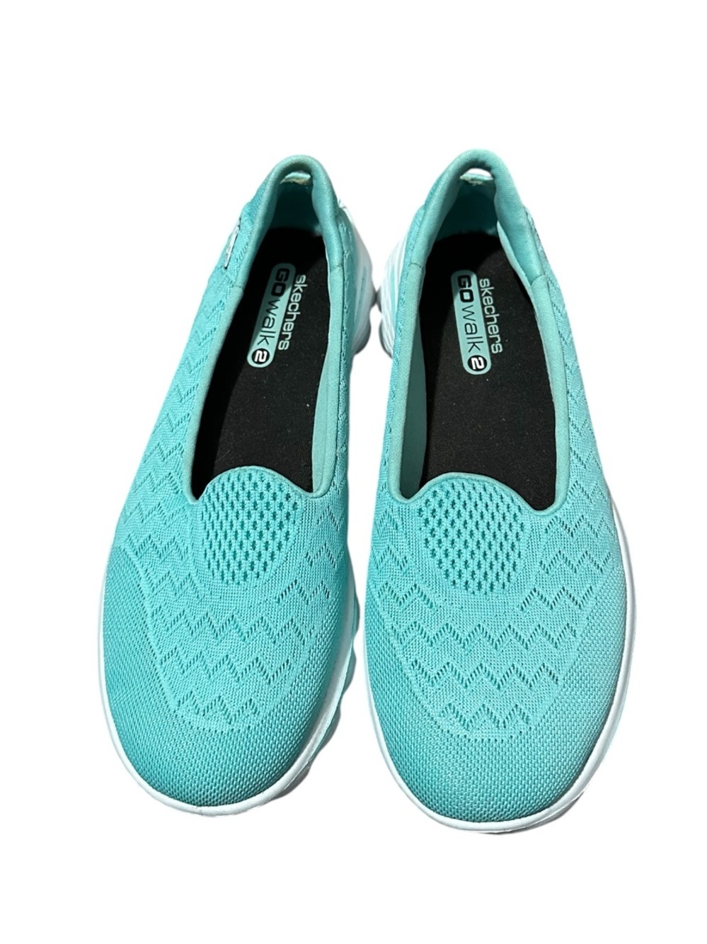 Skechers Slip-On GOwalk Knit Sneakers in Aqua Teal